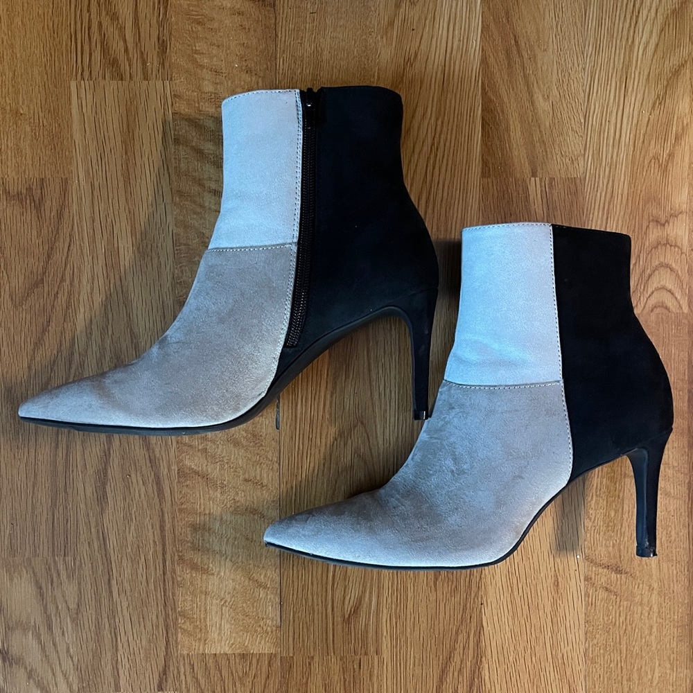 Color Block Suede Ankle Boots - Picture 4 of 7